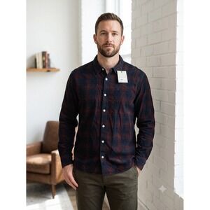 AllSaints Daybreaker Men L Corduroy Plaid Long Sleeve Shirt Relaxed Fit NWT